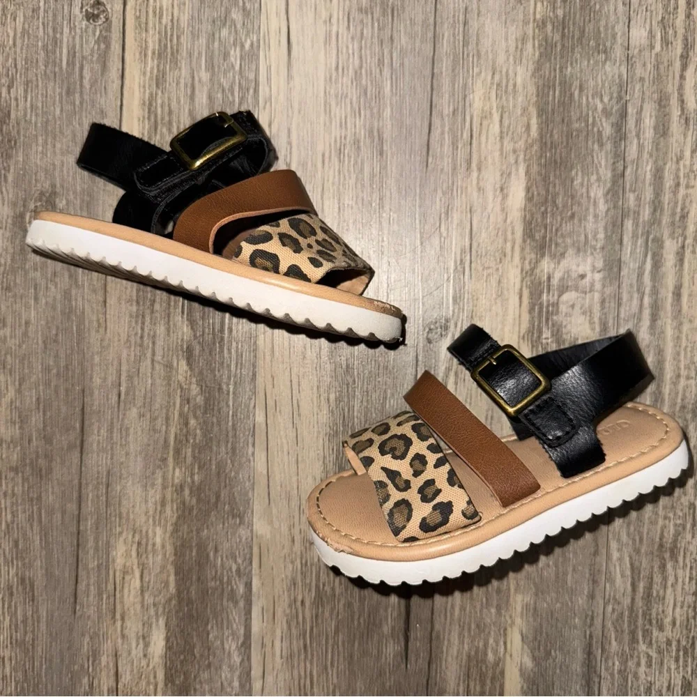 Old Navy Kids Sandals with Leopard Print and Black Straps